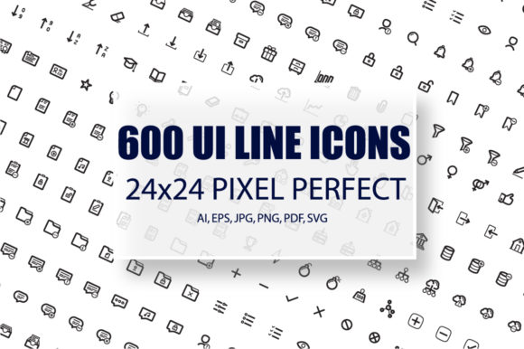 600 UI Line Icons Pack for Handmade Graphics