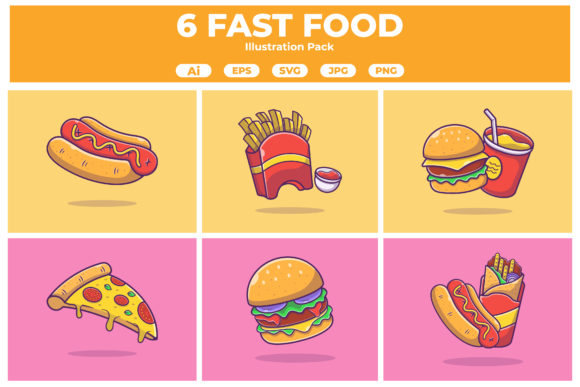 Fast Food Illustration Collection: A Graphic Design Asset for Content Creators