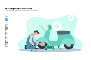 Flat Illustration Bike Service: Graphics for Presentation Templates