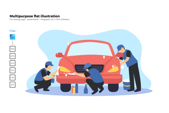 Flat Illustration Car Spa Coating Servic: Graphics and Illustrations for Modern Branding