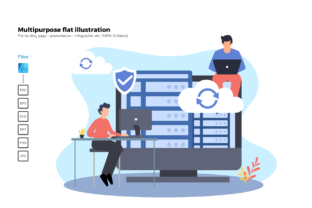 Flat Illustration Cloud Hosting for Graphics and Illustrations