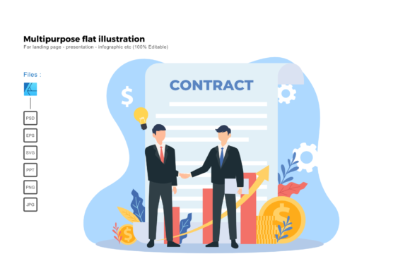 Flat Illustration Contract: Graphics and Illustrations for Local Business