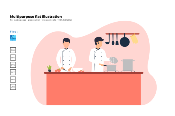 Flat Illustration Cooking Graphics & Illustrations
