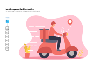 Flat Illustration Delivery: Graphics for Presentation Templates