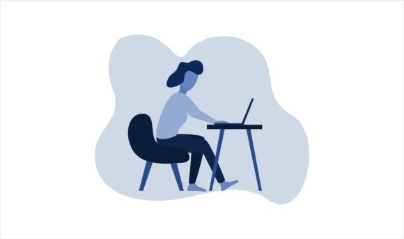 Flat Illustration Girl Learning at Home – A Versatile Graphic for Digital Creators