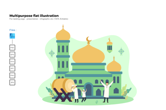 Flat Illustration Happy Ied Mubarak 2020 Graphics