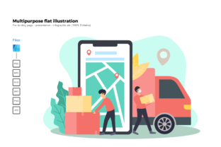 Flat Illustration Logistic: Graphics for Presentation Templates