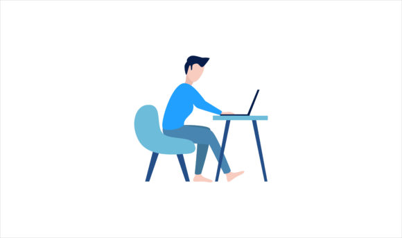 Flat Illustration of a Male Freelancer for Design Projects