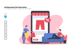Flat Illustration Online Shop: Graphics for Presentation Templates