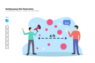 Flat Illustration Physical Distancing Graphics