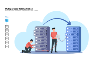 Flat Illustration Server Migration Graphics