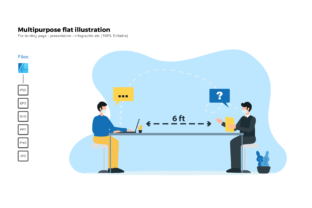 Flat Illustration Social Distancing Graphics