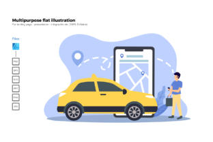 Flat Illustration Taxi Online: Graphics for Presentation Templates