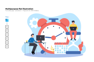 Flat Illustration Time Management Graphics and Illustrations