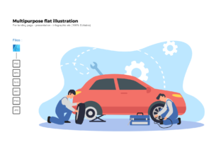 Flat Illustration Tire Replace: Graphics for Presentation Templates