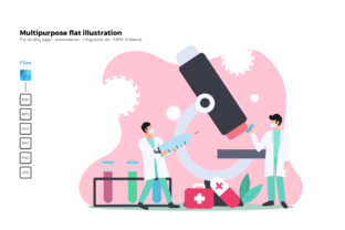 Flat Illustration Virus Researching