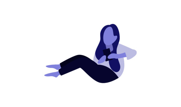 Flat Illustration Woman Holding a Gadget: A Versatile Graphic Design Asset for Crafters