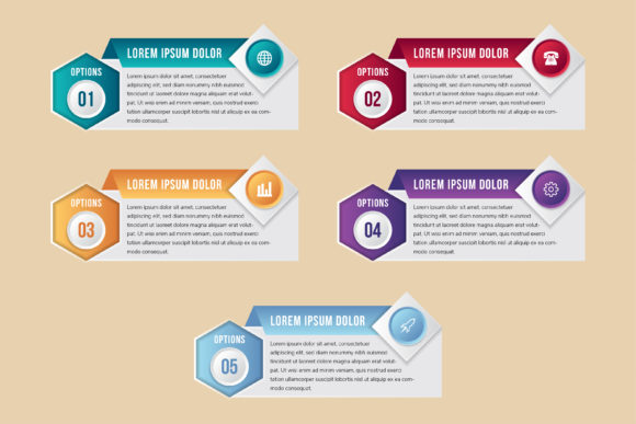 Hexagon Square Infographic Five Step: A Graphic Asset for Crafters