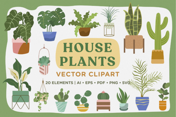 House Plants Vector Clipart Pack: A Fresh Graphic Design Asset for Modern Marketing