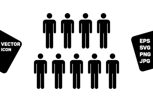 Male Icon Vector Group of Persons Symbol Review for Real Embroidery Projects