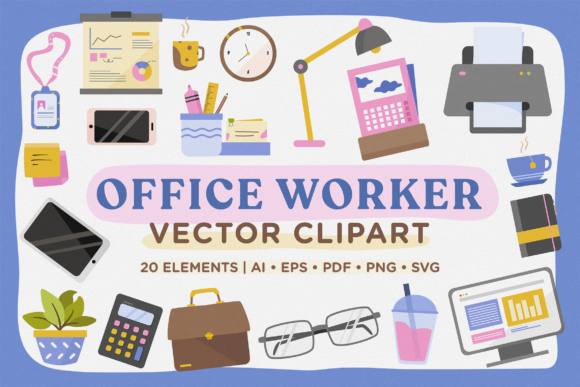 Office Worker Vector Pack: A Playful Graphic Design Asset for Content Creators
