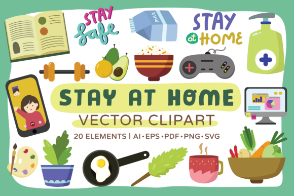 Stay at Home Vector Clipart Pack for Real Crafting Projects